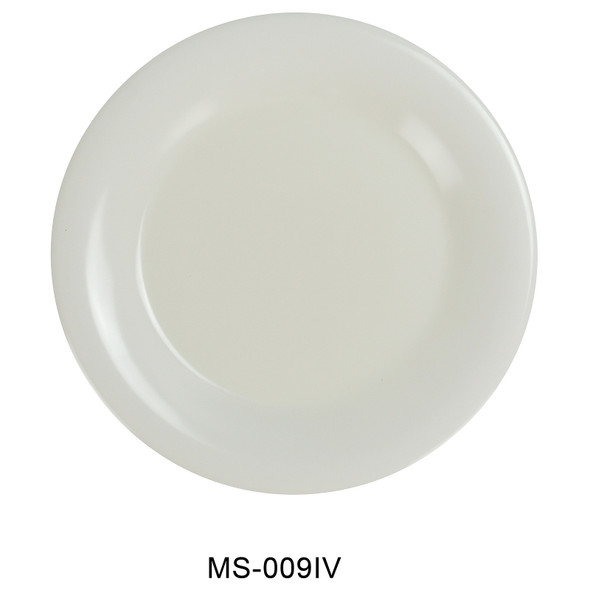 Yanco MS-009IV Milestone Wide Rim Plate, 9", Melamine, Ivory (24/Case)