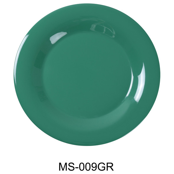 Yanco MS-009GR Milestone Wide Rim Plate, 9", Melamine, Green (24/Case)