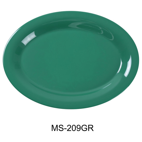 Yanco MS-209GR Milestone Oval Platter, 9.5", Melamine,Green (24/Case)