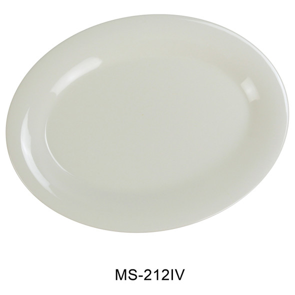 Yanco MS-212IV Milestone Oval Platter, 12", Melamine, Ivory (12/Case)