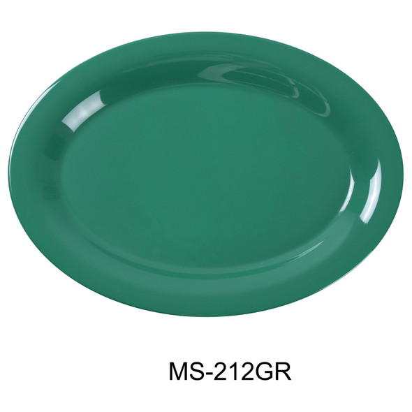 Yanco MS-212GR Milestone Oval Platter, 12", Melamine, Green (12/Case)