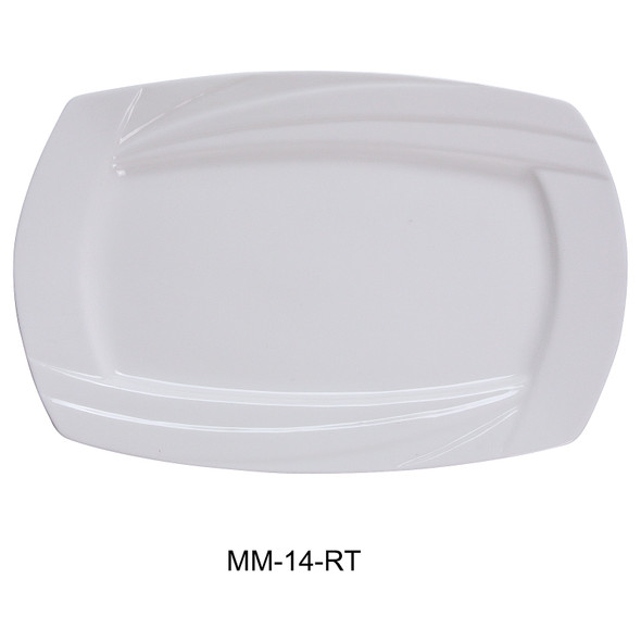 Yanco MM-14-RT Miami Rectangular Plate, 14" x 9", Bone White (12/Case)