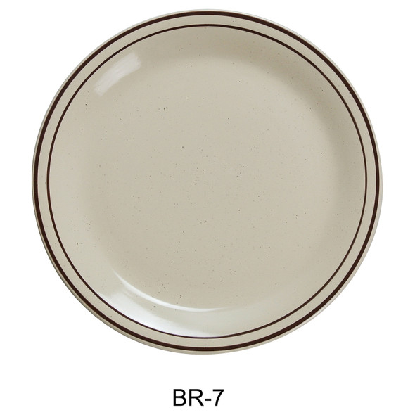 Yanco BR-7 Brown Speckled, Plate, 7-1/4", American White (36/Case)
