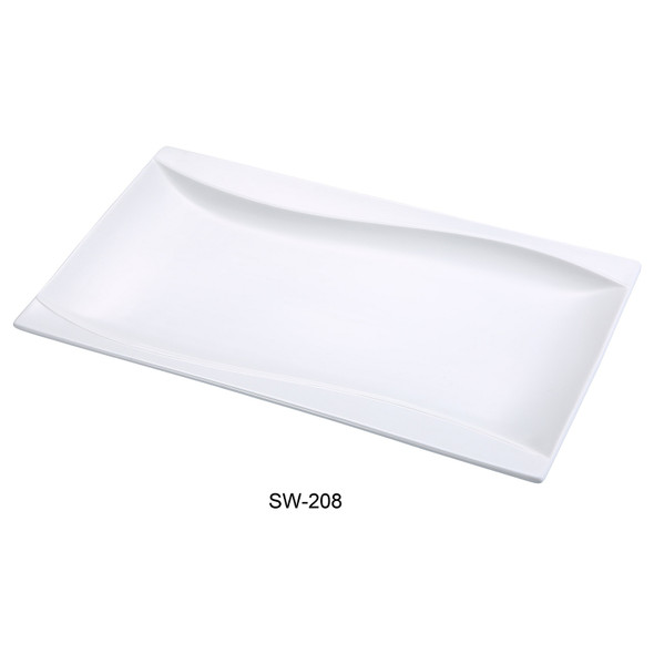 Yanco SW-208 Sea Wave Rectangular Plate, 7-1/4", Bone White (24/Case)