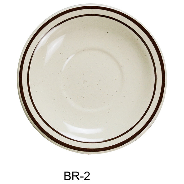 Yanco BR-2 Brown Speckled, Saucer, 5.5", American White (36/Case) Yanco BR-2 Brown Speckled, Saucer, 5.5", American White (36/Case)