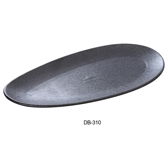 Yanco DB-310 Diamond Black Plate, 10"Lx4-3/4"W, Leaf Shape, (24/Case)