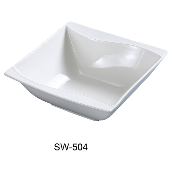 Yanco SW-504 Sea Wave Bowl, 5 oz., 4" Square, Bone (36/Case)