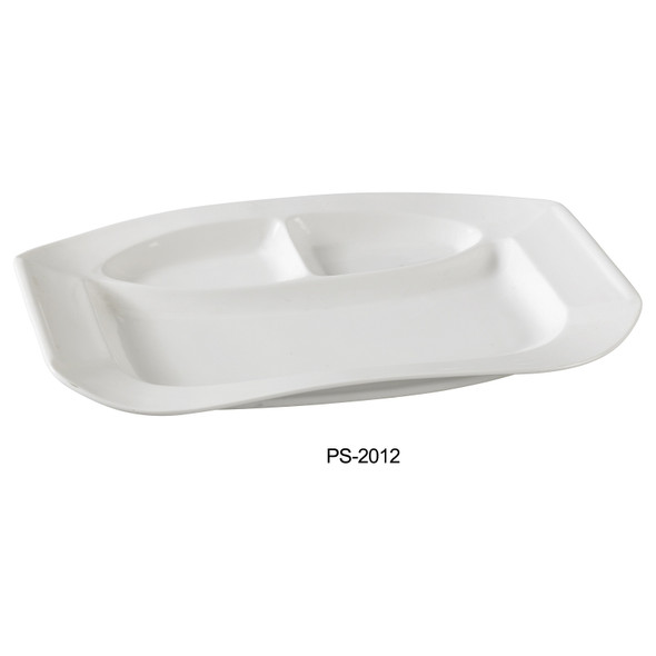 Yanco PS-2012 Piscataway Compartment Plate, 12"x8-1/2" (12/Case)