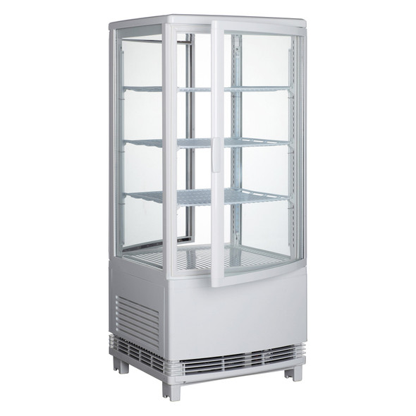 Winco CRD-1 White Countertop Refrigerated Beverage Display, 4 Tiers, 17"L x 17"W