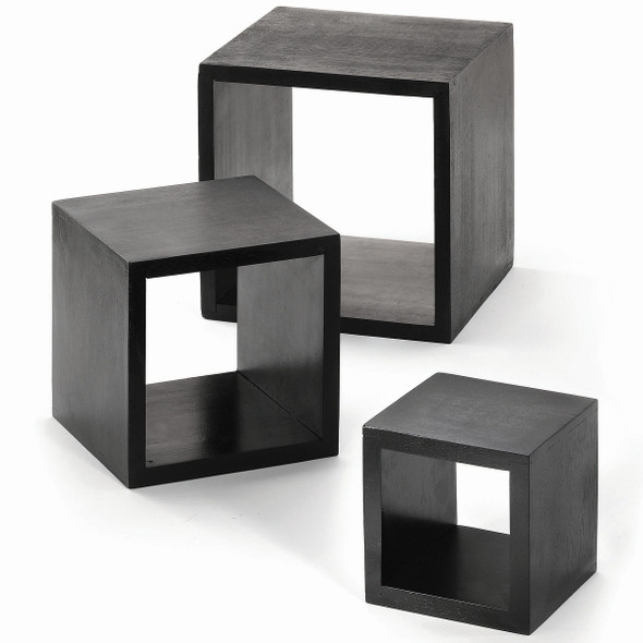 Tablecraft WBK3 Barclay Riser Set, Black Wood, Set of 3