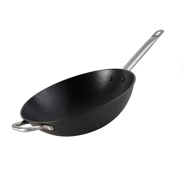 Imusa LCI-19008 Wok Light Cast Iron, 14" Stainless Steel Handle