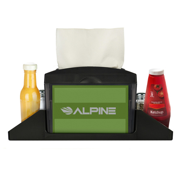 Alpine Industries ALP4332-C Interfold Napkin Dispenser, tabletop, with caddy, Black