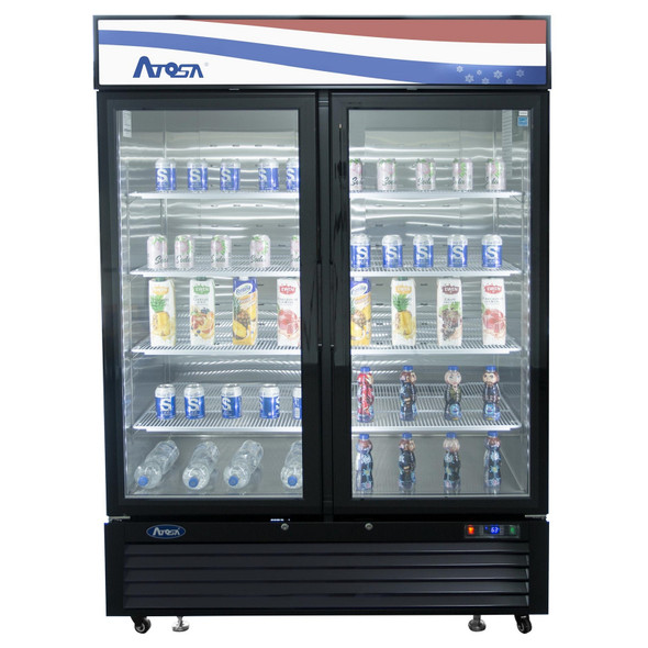 Atosa MCF8732GR 39-1/2" Black Cabinet Two (2) Glass Door Merchandiser Freezer