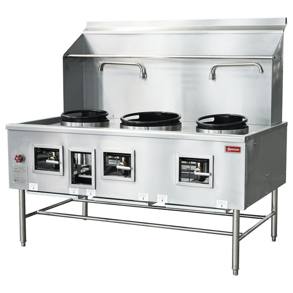 OMCAN CE-CN-W3L1-NG Wok Range Three Chambers 2X13 & 1X16 IN