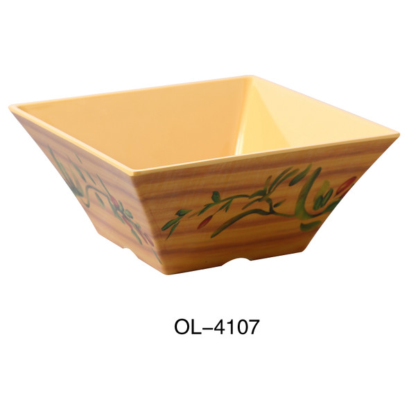 Yanco OL-4107 Olive Bowl, 2 qt. (64 oz.), Square, Melamine