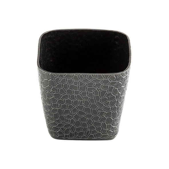 Tablecraft 10737 Snack Basket, 4", square, crackle pattern, Black