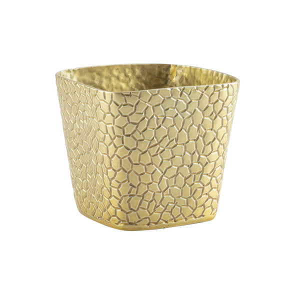 Tablecraft 10741 Snack Basket, 4", square, crackle pattern, Gold