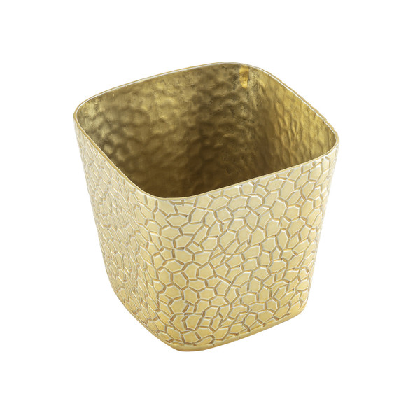 Tablecraft 10741 Snack Basket, 4", square, crackle pattern, Gold