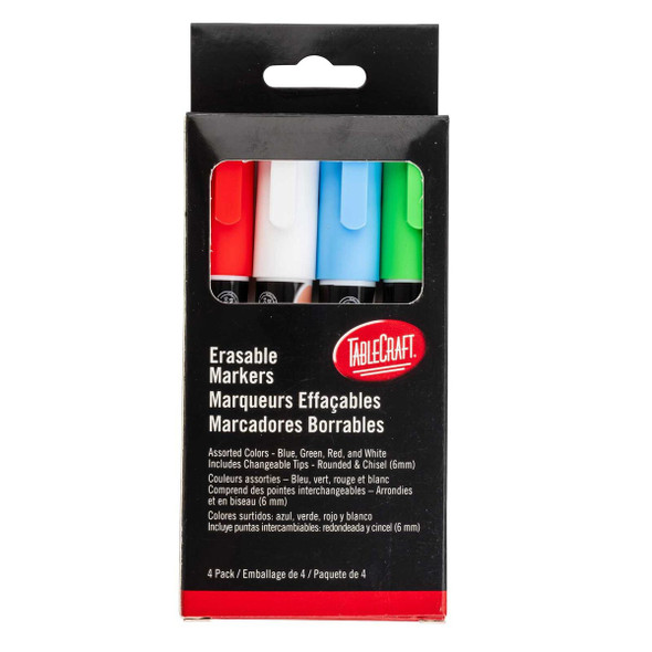 Tablecraft 12529 Assorted Colors Markers, Pack of 4
