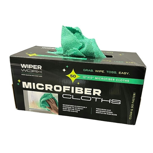 Green Pop Up Microfiber Cloths, 12"x12" (50pc/Box)