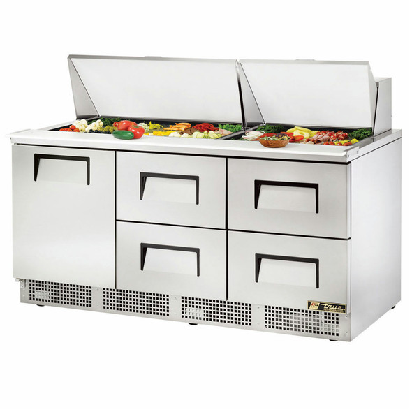 True Mfg TFP-72-30M-D-4 Sandwich/Salad Unit, three-section, rear mounted