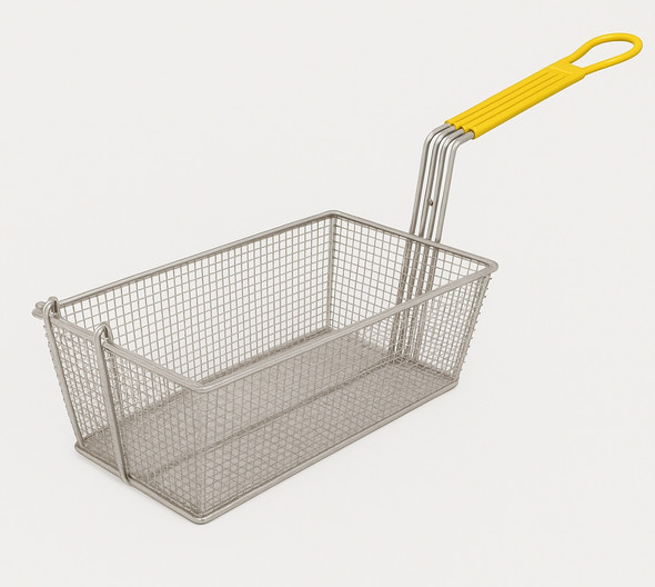 CAC SPFB-7 Fry Basket, 17"W x 8-3/8"D x 6"H, 12" Yellow Handle