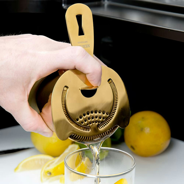 Barfly M37026GD  Spring Bar Strainer, 6" , Gold-Plated