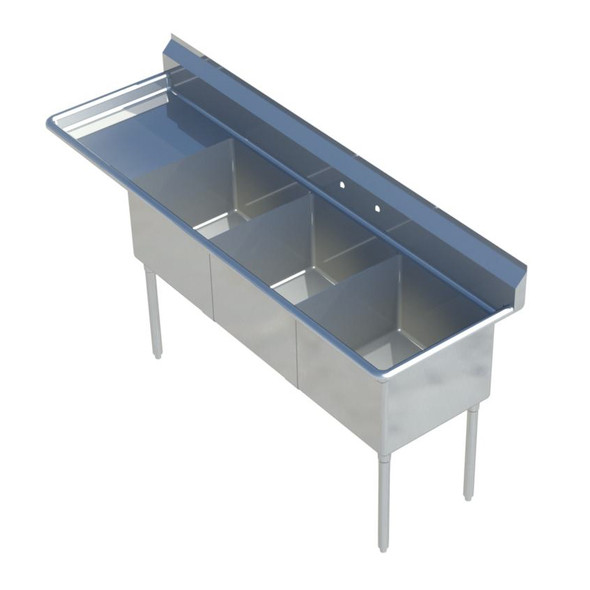 Sapphire SMS-3-1818L 3-Compartment Sink, 18x18, Left Drainboard Sapphire SMS-3-1818L 3-Compartment Sink, 18x18, Left Drainboard