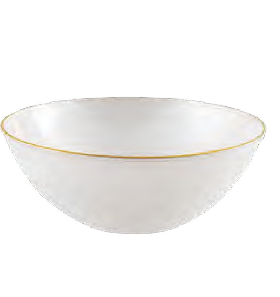 King Zak 35331 Disposable Bowl, Pearl White w/ Gold Rim 14oz. (10/Pack)