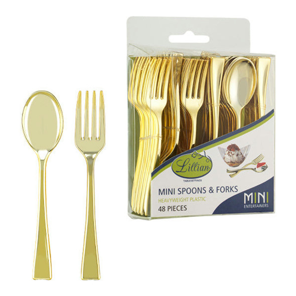 King Zak 31730 Disposable Mini Spoon, Polished Gold, (48/Pack)
