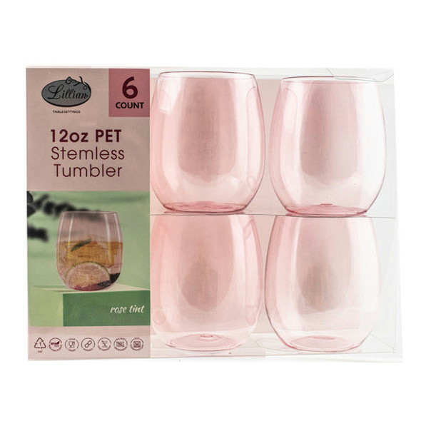 King Zak 30037 Stemless Tumber 12oz. Rose Tint (6/Pack)
