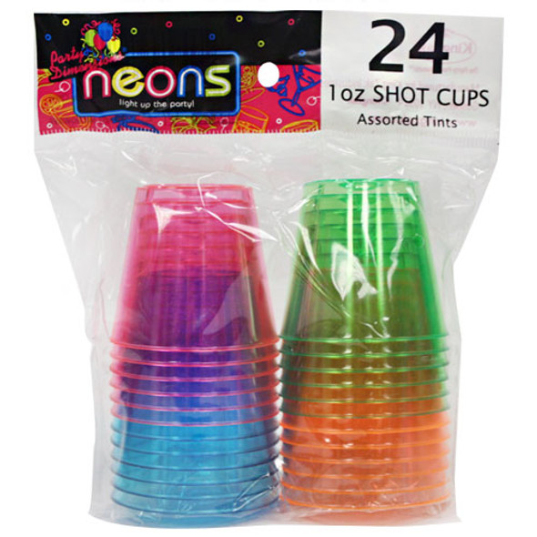 King Zak 88514 Tumbler Dispos., Neon Assorted Color, 1oz. (24/Pack)