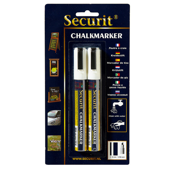 American Metalcraft BLSMA510WT Securit Chalk Markers, Rain & Smear Proof, White