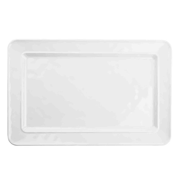 Tablecraft 11773 Ridge Collection Melamine Serving Platter - 17"x11", White
