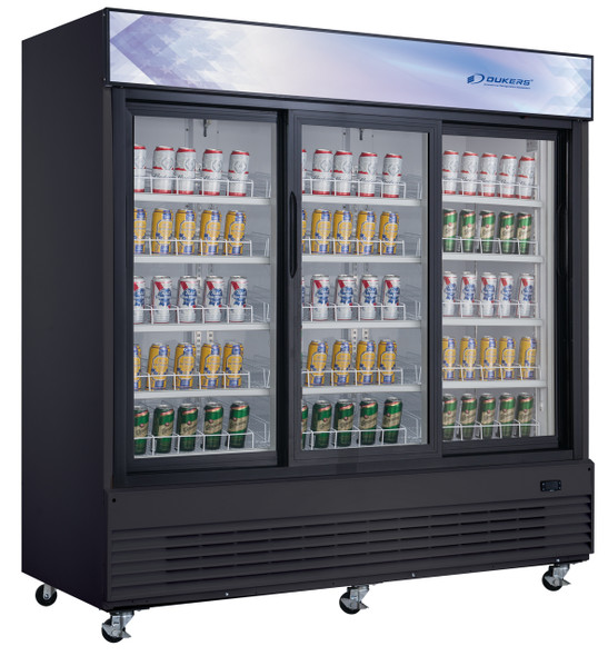 Dukers DSM-68SR 78" Three-Section Reach-In Refrigerated Merchandiser