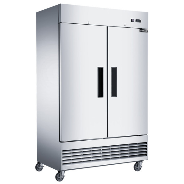 Dukers D47ER 47 1/4" Two-Section Reach-In Refrigerator, Shallow Depth, Bottom Mount