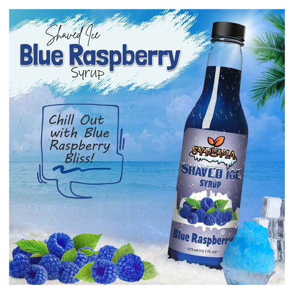Syruvia SY-5701 Shaved Ice Blue Raspberry Syrup 12.7 fl oz.
