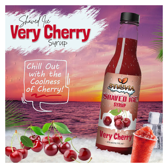 Syruvia SY-5703 Shaved Ice Very Cherry Syrup 12.7 fl oz.
