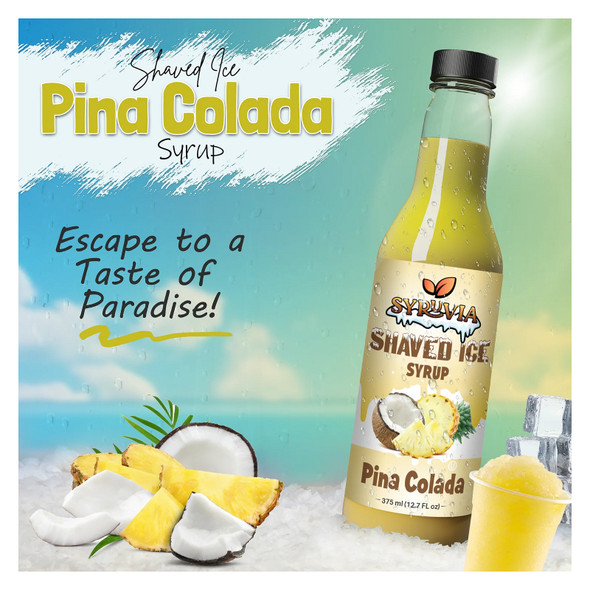 Syruvia SY-5704 Shaved Ice Pina Colada Syrup 12.7 fl oz. Syruvia SY-5704 Shaved Ice Pina Colada Syrup 12.7 fl oz.
