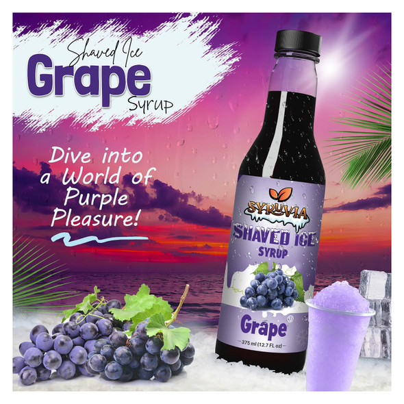 Syruvia SY-5705 Shaved Ice Grape Syrup 12.7 fl oz. Syruvia SY-5705 Shaved Ice Grape Syrup 12.7 fl oz.