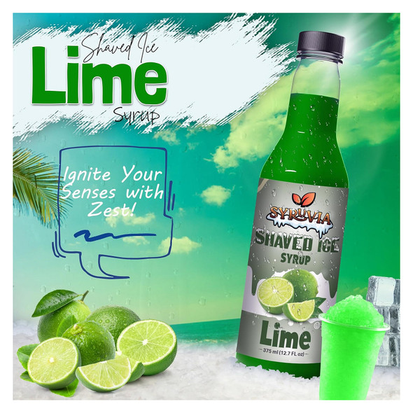 Syruvia SY-5715 Shaved Ice Lime Syrup 12.7 fl oz. Syruvia SY-5715 Shaved Ice Lime Syrup 12.7 fl oz.