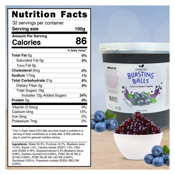 Syruvia BB-5733 Popping Boba Blueberry Flavored, 7 LB