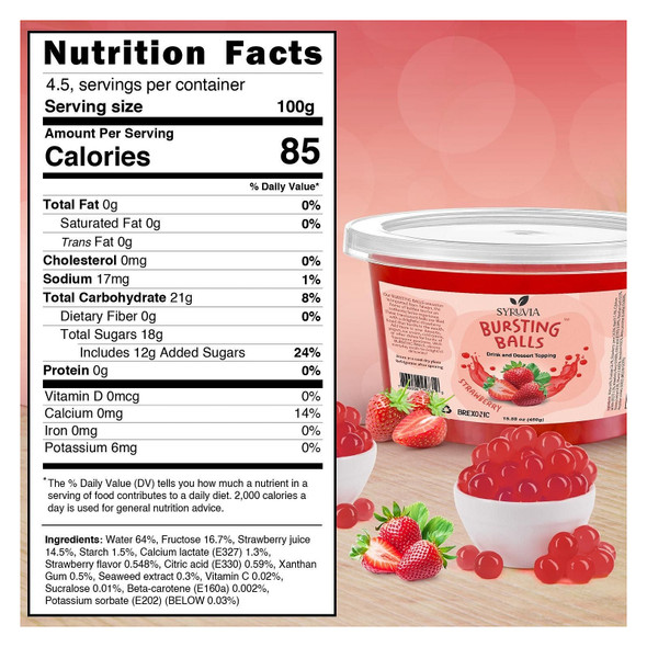 Syruvia BB-5719 Popping Boba Strawberry Flavored, 1 LB
