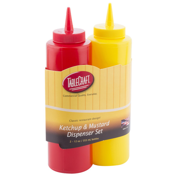 Tablecraft 112KM Squeeze Bottle Set, 12 oz., 2-piece/set