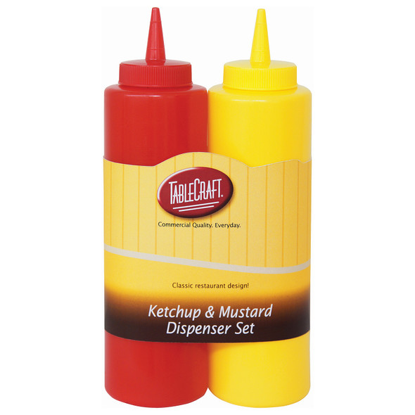 Tablecraft 112KM Squeeze Bottle Set, 12 oz., 2-piece/set