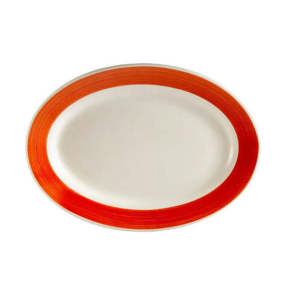 CAC R-14-R Rainbow Platter, 12-1/2"L x 8-5/8", Red, (12/Case)