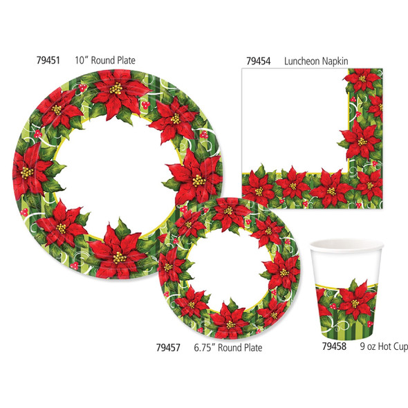 KING ZAK 79451 Poinsettia 10" Paper Plate (18/Pack)