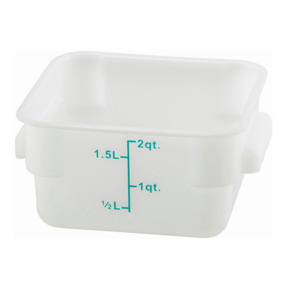 Winco PTSC-2 Storage Container, 2 qt, Square, Translucent, Polypropylene