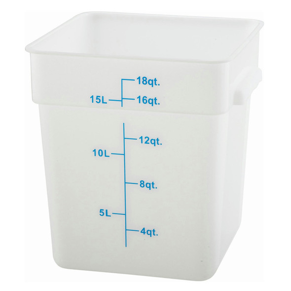 Winco PTSC-18 Storage Container, 18 qt, Square, Translucent, Polypropylene