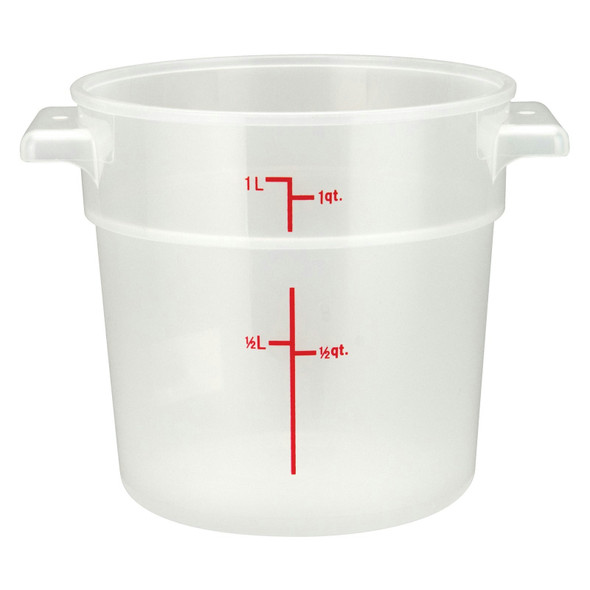 Winco PTRC-1 Storage Container, 1 qt, Round, Translucent, Polypropylene